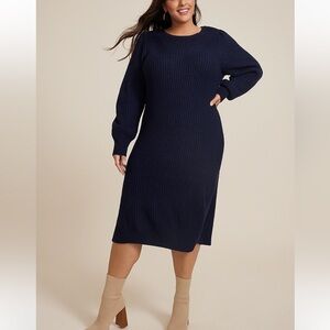 Maurices Navy Cable Knit Midi Sweater Dress Blue 1X long sleeves cozy warm plus